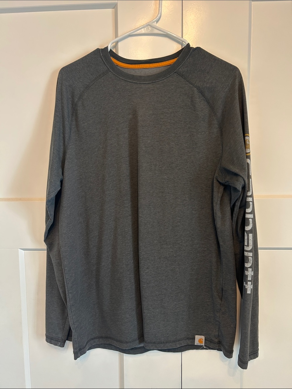Carhartt Dark Charcoal Long-Sleeve Crewneck with Sleeve Graphic